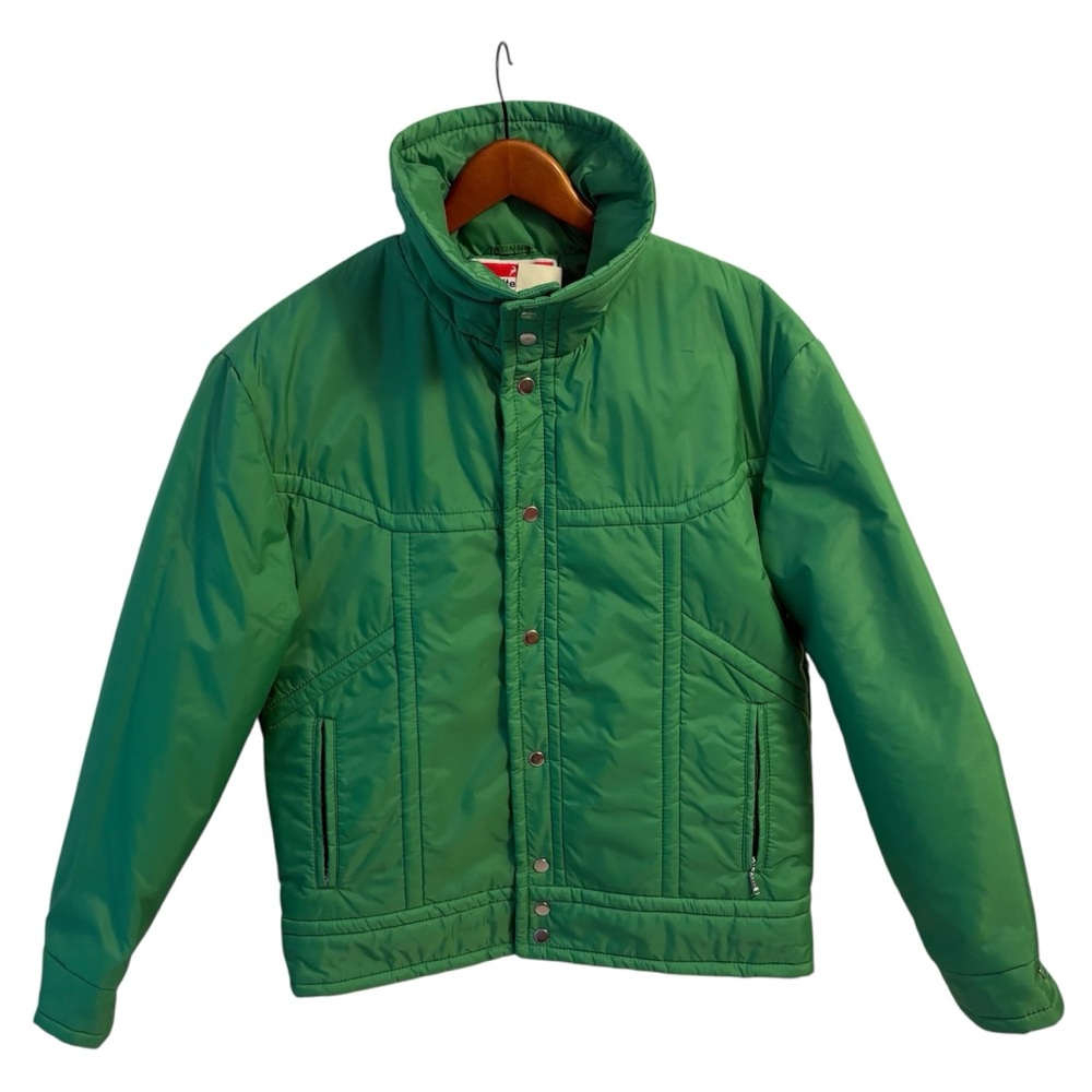 Vintage 90s Y2K Style Ski Jacket White Stag Green Gorpcore Size Large